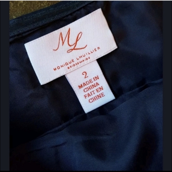 Monique Lhuillier Navy Chiffon Dress - NWT - Picture 4 of 6